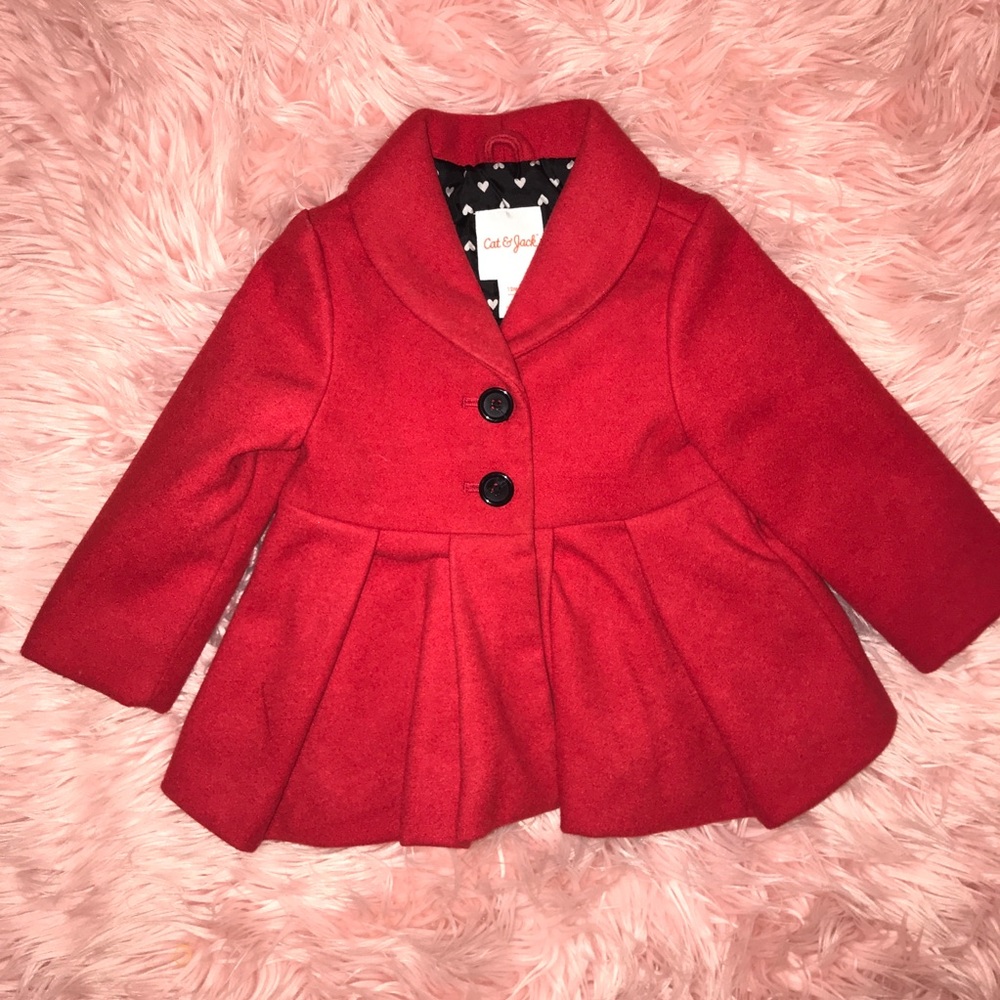 Cat & Jack adorable red pea coat